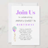 *~* FOTO - Rainbow Sweet 16 ballon AP29 Birthday Kaart (Achterkant)