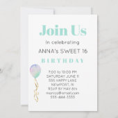 * FOTO Rainbow Sweet 16 Balloon AP29 Verjaardag Kaart (Achterkant)