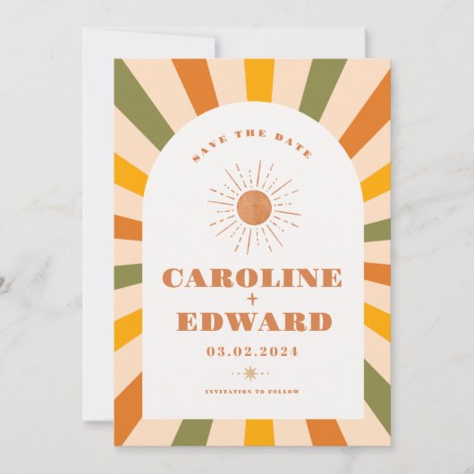 Foto Rainbow Wavy Groovy Bewaar de datum Qr-code Save The Date (Voorkant)