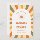 Foto Rainbow Wavy Groovy Bewaar de datum Qr-code Save The Date (Voorkant)