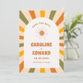 Foto Rainbow Wavy Groovy Bewaar de datum Qr-code Save The Date (Staand voorkant)