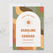 Foto Rainbow Wavy Groovy Bewaar de datum Qr-code Save The Date (Voorkant)