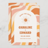 Foto Rainbow Wavy Groovy Bewaar de datum Qr-code Save The Date (Voorkant / Achterkant)