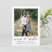 Foto Rand Modern Wit Bewaar de Datum Save The Date (Staand voorkant)