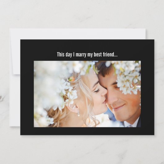 Foto Ranunculus Roos Typography Modern Wedding Kaart (Achterkant)