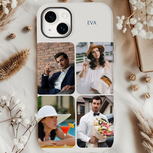 Foto-raster 4 afbeeldingen naam of initialen neutr Case-Mate iPhone case