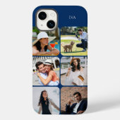 Foto-raster 6 afbeeldingen naam of initialen blauw Case-Mate iPhone case (Achterkant)