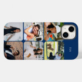 Foto-raster 6 afbeeldingen naam of initialen blauw Case-Mate iPhone case (Achterkant (horizontaal))