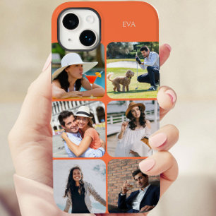 Foto-raster 6 afbeeldingen naam of initialen Oranj Case-Mate iPhone 14 Plus Hoesje