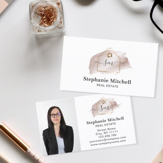 Foto Real Estate Realtor Key House Gold invoegen Visitekaartje