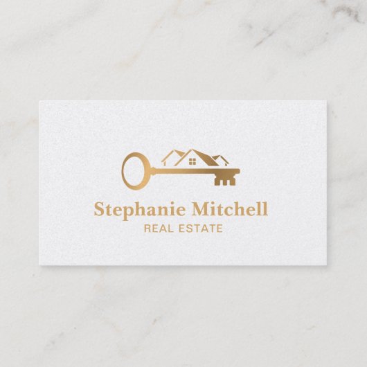 Foto Real Estate Realtor Key House Gold invoegen Visitekaartje (Achterkant)