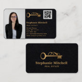 Foto Real Estate Realtor Key House QR Code invoege Visitekaartje (Voorkant / Achterkant)