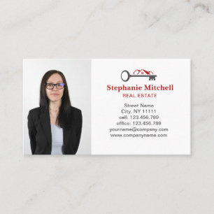 Foto Real Estate Realtor Key House Red invoegen Visitekaartje