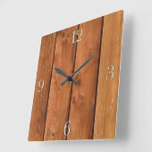 Foto Realistic Rustic, Treed Wood Board Vierkante Klok (Hoek)