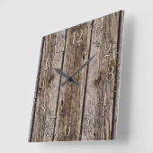Foto Realistic Rustic, Weathered Wood Board Vierkante Klok (Hoek)