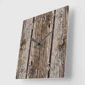 Foto Realistic Rustic, Weathered Wood Board Vierkante Klok (Hoek)