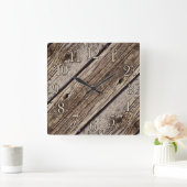 Foto Realistic Rustic, Weathered Wood Board Vierkante Klok (Huis)