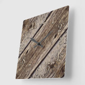 Foto Realistic Rustic, Weathered Wood Board Vierkante Klok (Hoek)