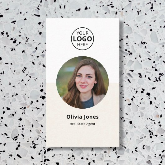 Foto Realtor QR Code Beige Visitekaartje