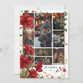 Foto Red Amaryllis Rustic Christmas Feestdagenkaart (Voorkant)