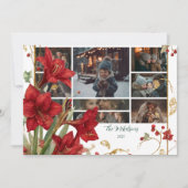 Foto Red Amaryllis Rustic Christmas Feestdagenkaart (Voorkant)
