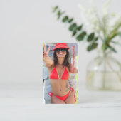 Foto Red Bikini Coffee Drive-Thru Loyalty Card (Staand voorkant)