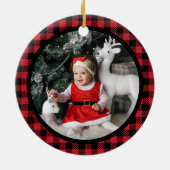 Foto: Red Black Buffalo Pset Monogram Keramisch Ornament (Achterkant)