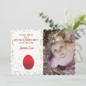 Foto Red Egg en Ginger Invitation met Gold Kijk Kaart (Staand voorkant)