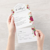 Foto: Red Floral Wedding met geperforeerde RSVP All In One Uitnodiging (Afscheurbaar)