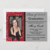 Foto: Red Glitter Afstuderen Invitation Kaart