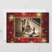 Foto: Red Gold Snowflake kerstfeestdag Feestdagenkaart (Voorkant)