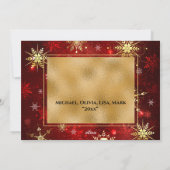 Foto: Red Gold Snowflake kerstfeestdag Feestdagenkaart (Achterkant)