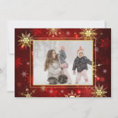 Foto: Red Gold Snowflake kerstfeestdag Feestdagenkaart (Voorkant)