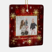 Foto: Red Gold Snowflake kerstfeestdag Keramisch Ornament (Rechts)