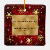 Foto: Red Gold Snowflake kerstfeestdag Keramisch Ornament (Achterkant)