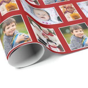 Foto Red Holiday Wrapping Paper Cadeaupapier