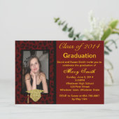 Foto: Red Leopard Afstuderen Invitation Kaart (Staand voorkant)