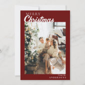 Foto Red Maroon Stijlvol Modern Vrolijk Kerstfeest Feestdagenkaart (Voorkant)