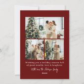 Foto Red Maroon Winter Modern Family Christmas Feestdagenkaart (Achterkant)