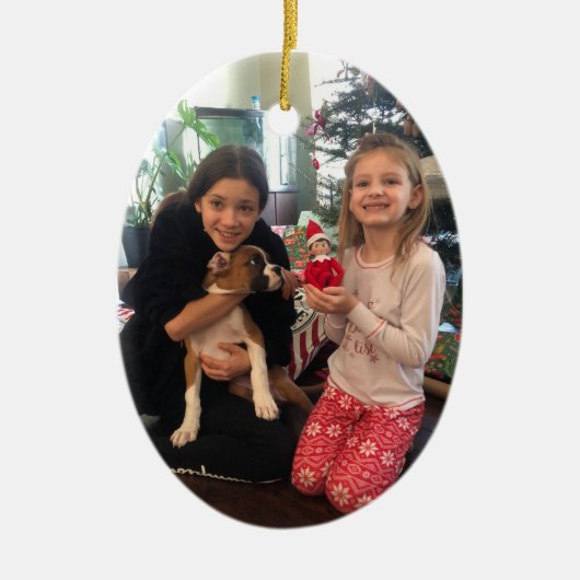 Foto Red Merry Christmas PERSONALISEREN Keramisch Ornament (Voorkant)