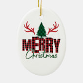 Foto Red Merry Christmas PERSONALISEREN Keramisch Ornament (Achterkant)
