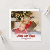 Foto Red Merry en Bright Kerstmis Kaart (Voorkant / Achterkant in situ)