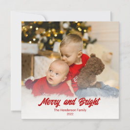 Foto Red Merry en Bright Kerstmis Kaart