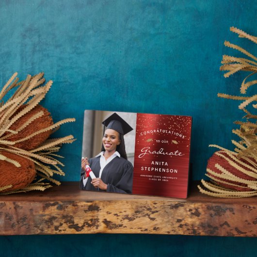 Foto: Red Metallic White Gold Afstuderen Keepomwil Fotoplaat (Zijkant)