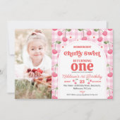Foto Red Someone Cherry Sweet Birthday Invitation Kaart (Voorkant)