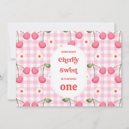 Foto Red Someone Cherry Sweet Birthday Invitation Kaart (Achterkant)