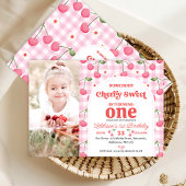 Foto Red Someone Cherry Sweet Birthday Invitation Kaart