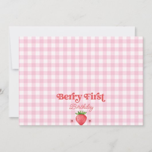 Foto Red Strawberry Berry Sweet 1st Birthday Kaart (Achterkant)