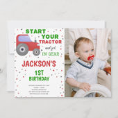 Foto: Red Tractor Birthday Invitations Kaart (Voorkant)
