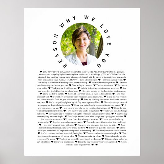 Foto redenen waarom we van je houden poster (Voorkant)